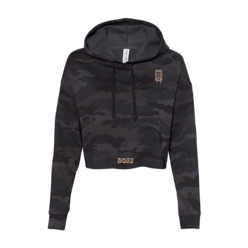 Camo Boss Cropped Hoodie